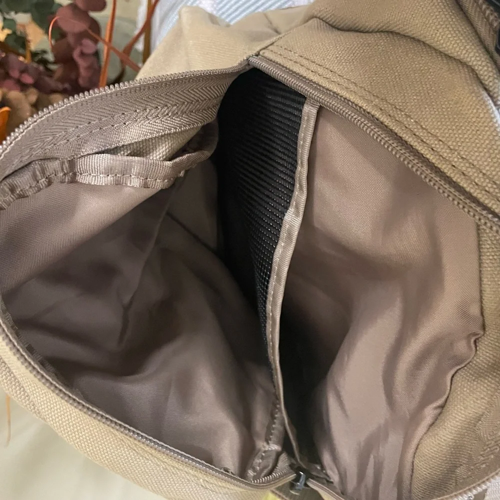 Tan and Brown Men's Duffel Bag